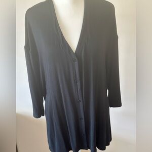 J. Jill Wearever Collection Black 3/4 Sleeve Cardigan Sz L EUC